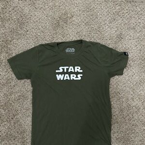 2 Tshirts: Star Wars Green T-Shirt and Bench Stripe shirt.